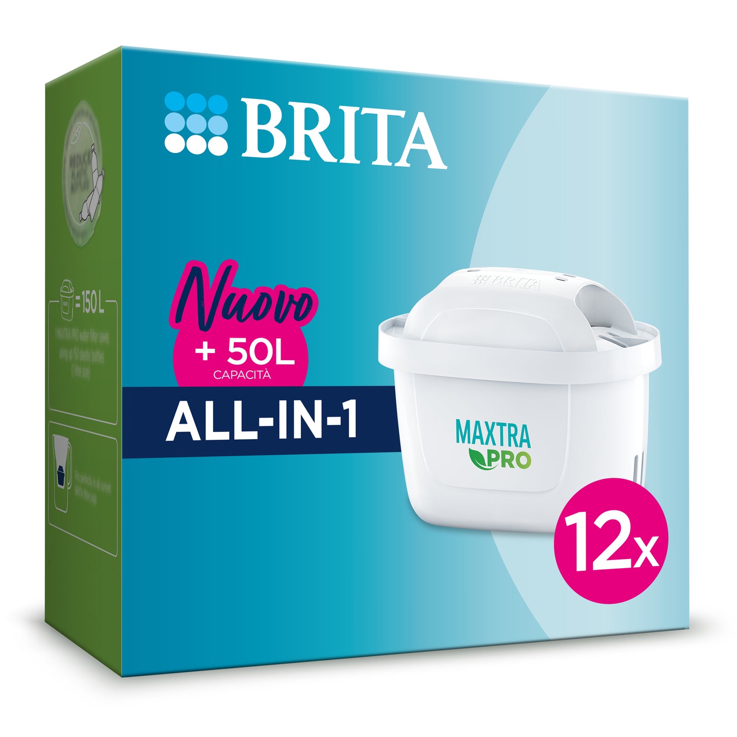 Filtro per Acqua Maxtra Pro All-in-1 (Pack 12) Nuovo Maxtra+, Capacità 150L, Brita