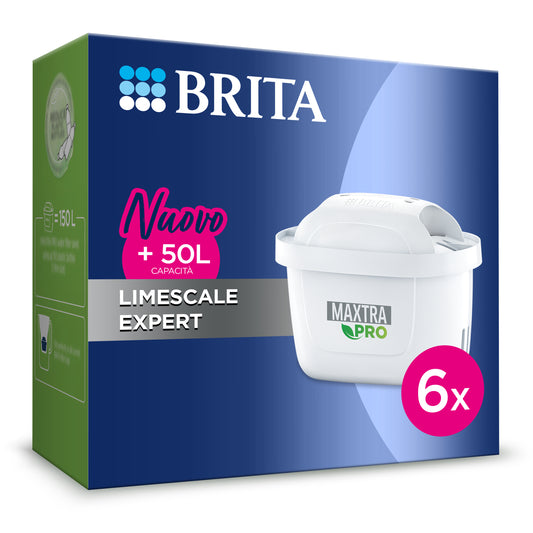 Filtro per Acqua Maxtra Pro Limescale Expert (Pack 6) Capacità 150 Litri, Brita