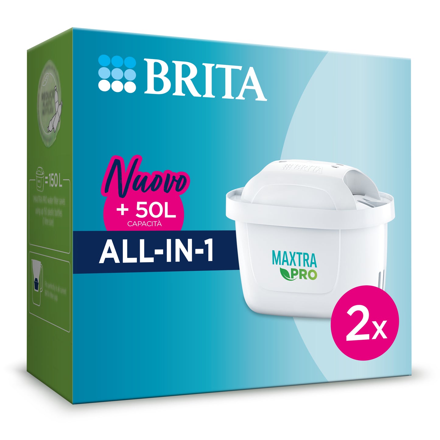Filtro per Acqua Maxtra Pro All-in-1 (Pack 2) Nuovo Maxtra+, Capacità 150 L, Brita