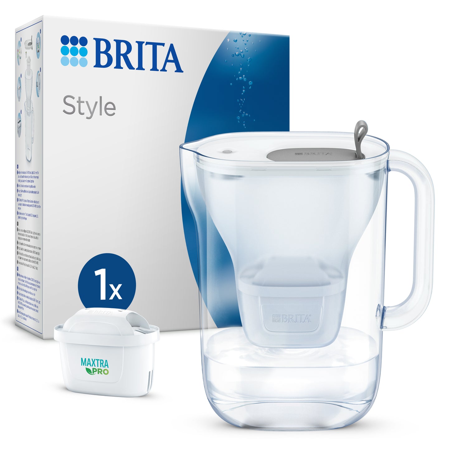 Caraffa filtrante per Acqua Style Grey (2,4 L) Filtro Maxtra Pro All-in-1, Brita